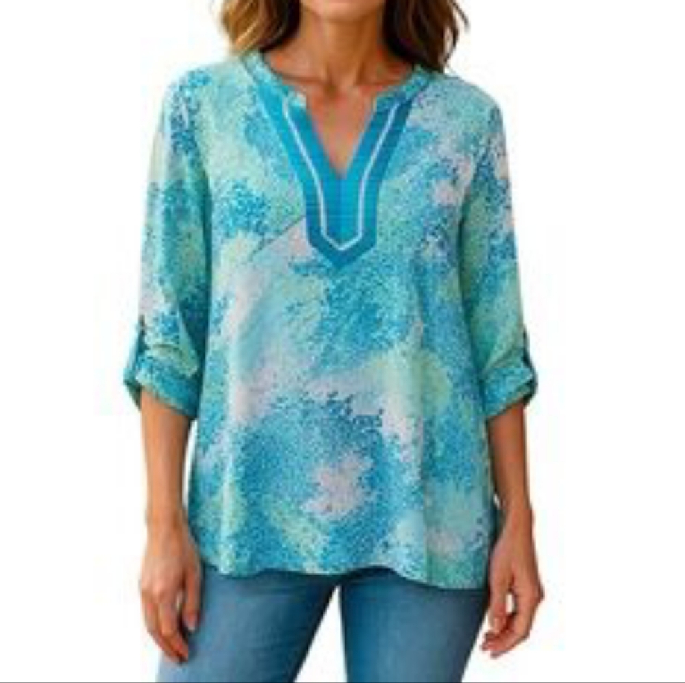 Calvin Klein Jeans Relaxed Fit Watercolour Print Pullon Blouse/Tunic- Sz.Sm